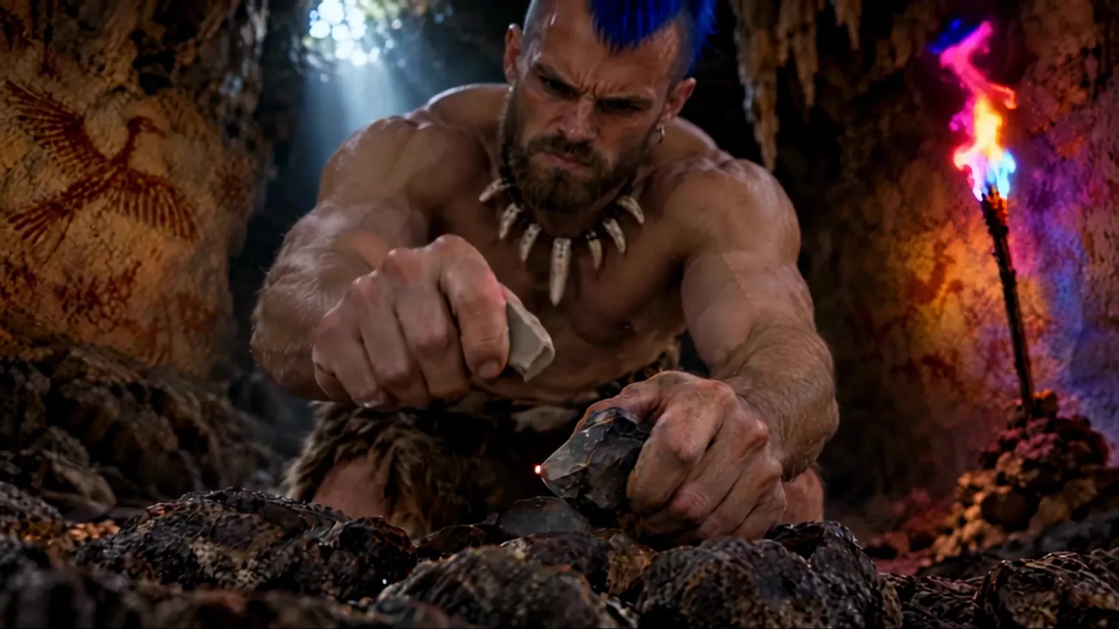 Duck or Fly: the caveman strikes a flint